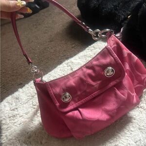 Coach Pink Shoulder Bag with Silver Accents